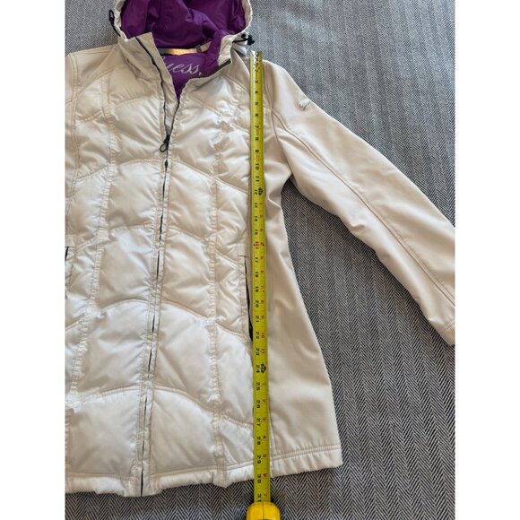 Guess Womens White Quilted Coat With Hood & Purple Lining - Size Small - Stylish - Picture 7 of 8